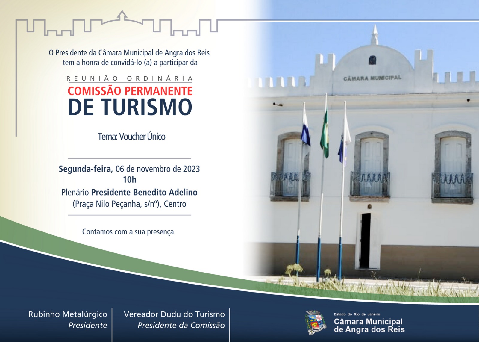 Câmara realizará reunião da Comissão Permanente de Turismo com o tema: voucher único