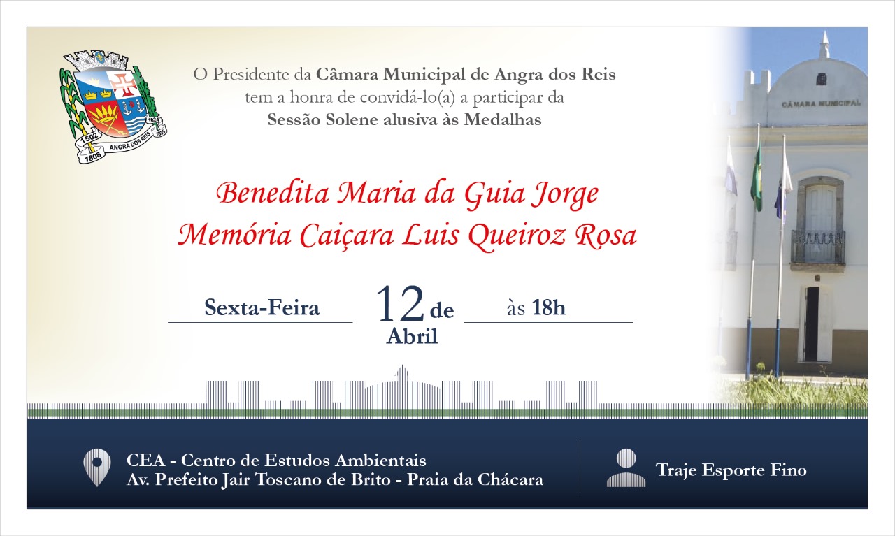 Câmara realizará Sessão Solene Alusiva às Medalhas Benedita Maria da Guia Jorge e Memória Caiçara Luis Queiroz Rosa 